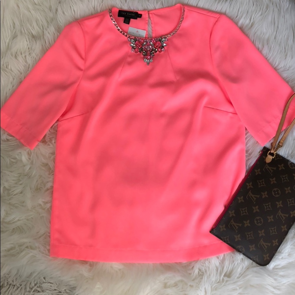 Ted Baker Women’s Embellished Top Coral - Size 2
